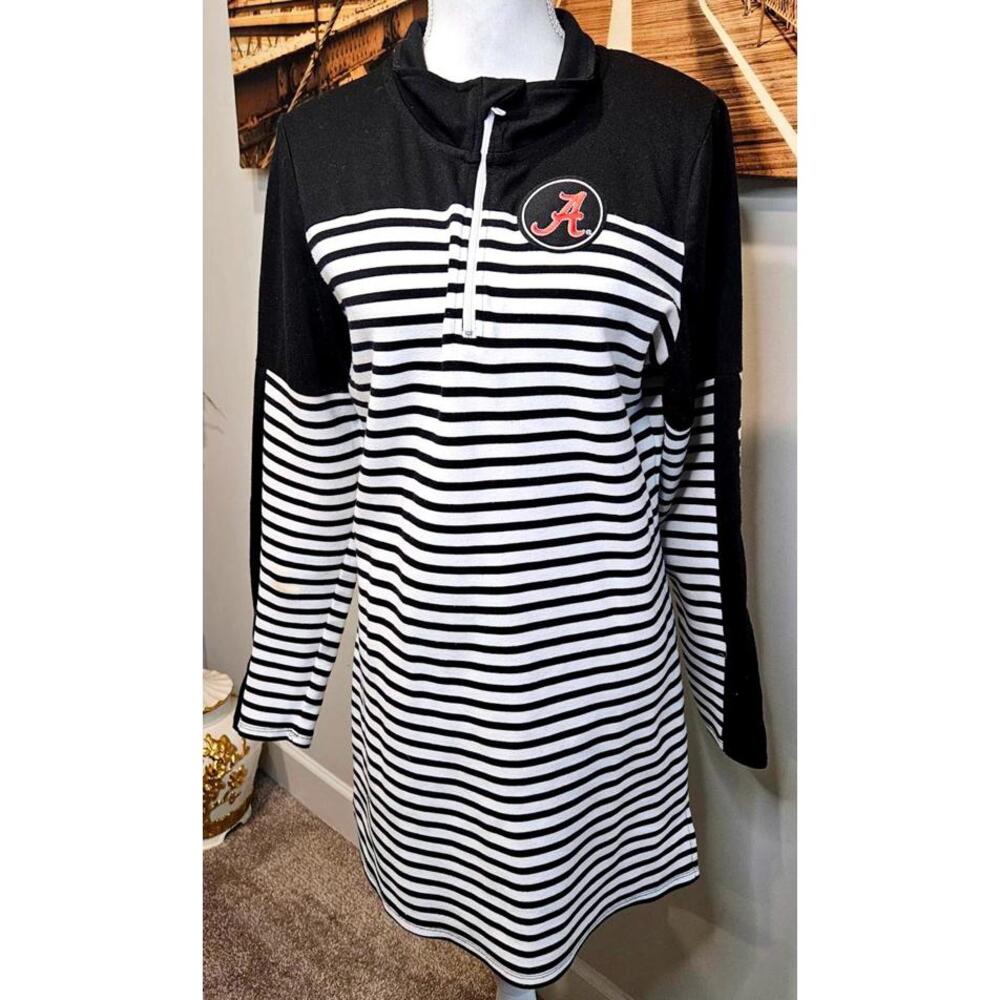 Gameday Couture Alabama Black and White Striped Cotton Blend Dress Size L